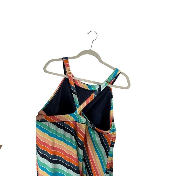Lands End Multicolor Striped Swimsuit Dress One Piece Modest Womens Plus 24W - Picture 4 of 7